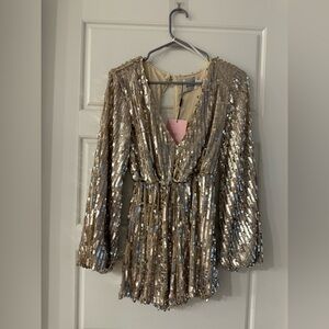 Hello Molly Gold Sequin Romper